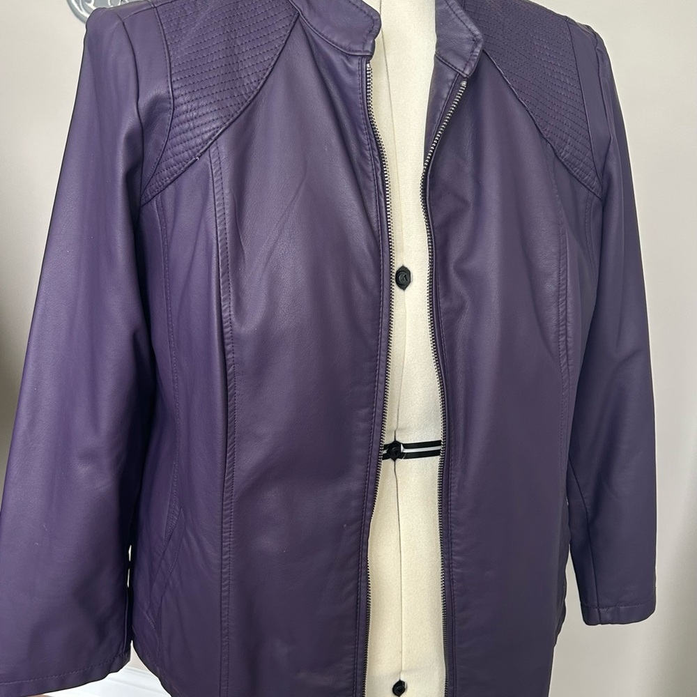 CJ Banks Deep Purple Faux Leather Jacket